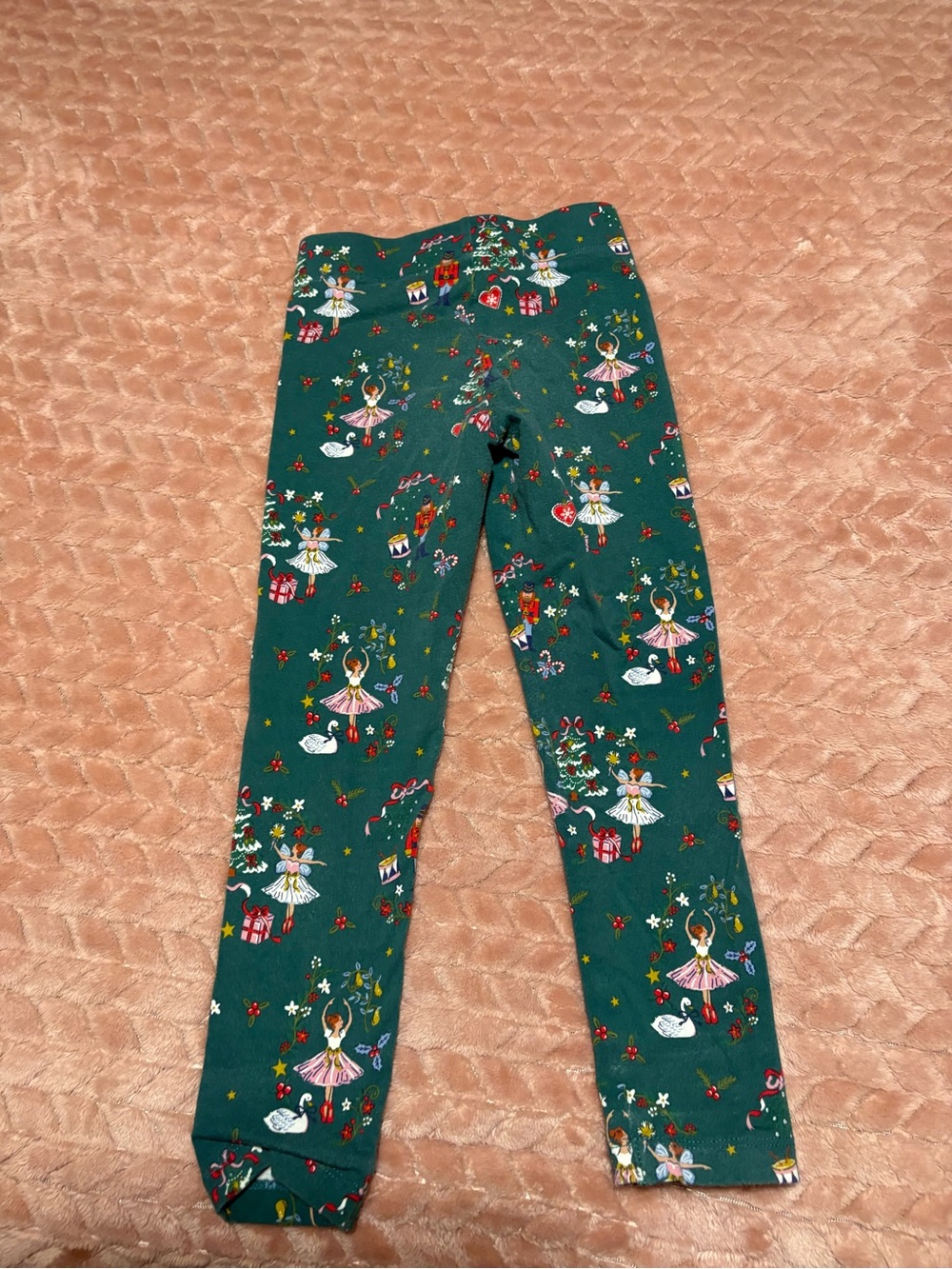 Boden Green Ballerina Holiday Print Leggings